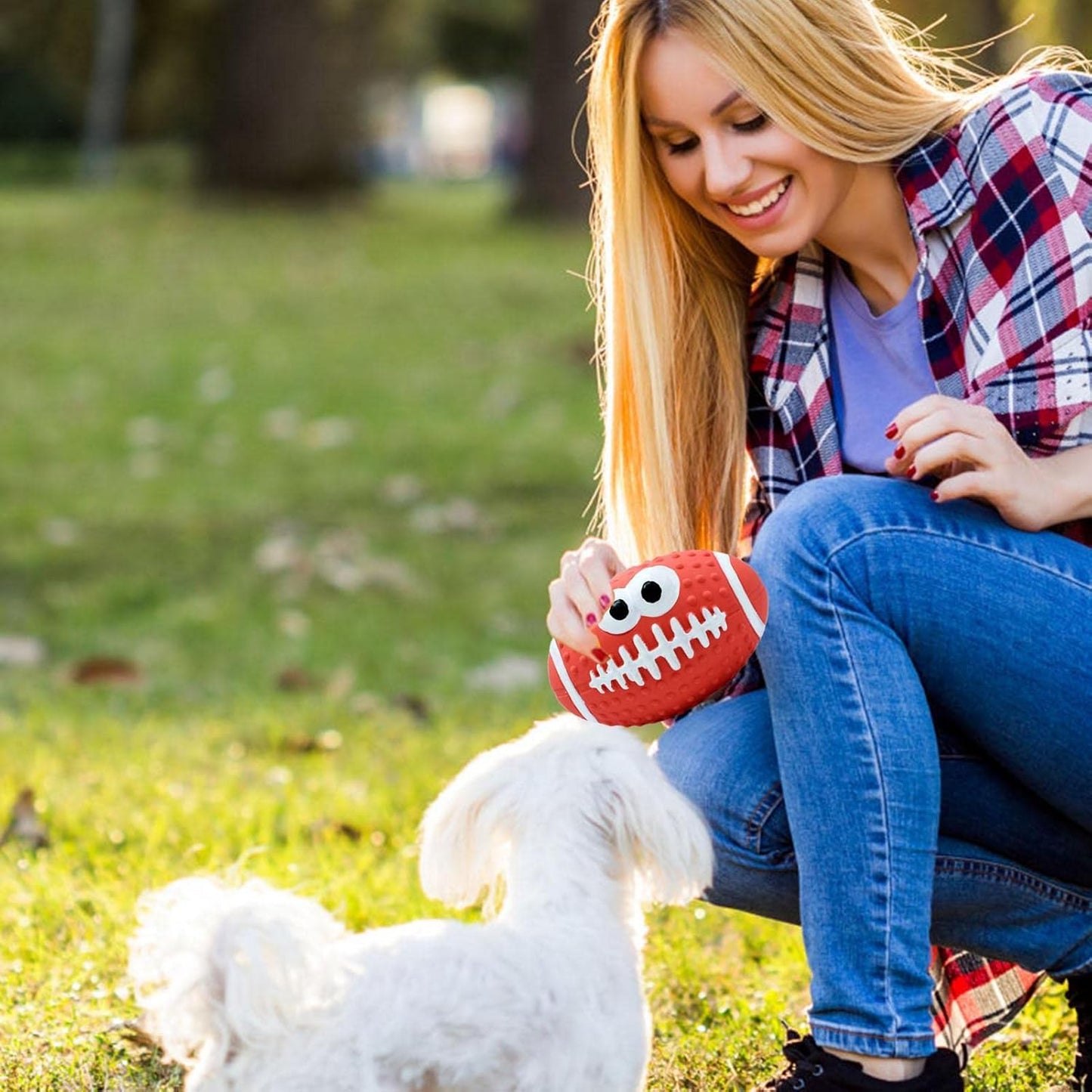 Balle pour Chien - DogBallLatex™ - Rugby Rouge - Mon chien malin