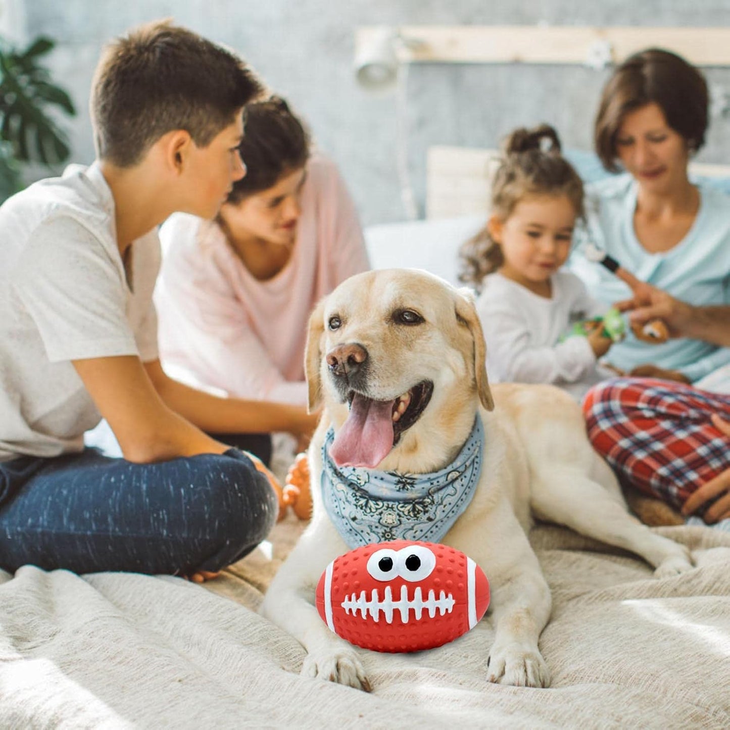 Balle pour Chien - DogBallLatex™ - Rugby Rouge - Mon chien malin